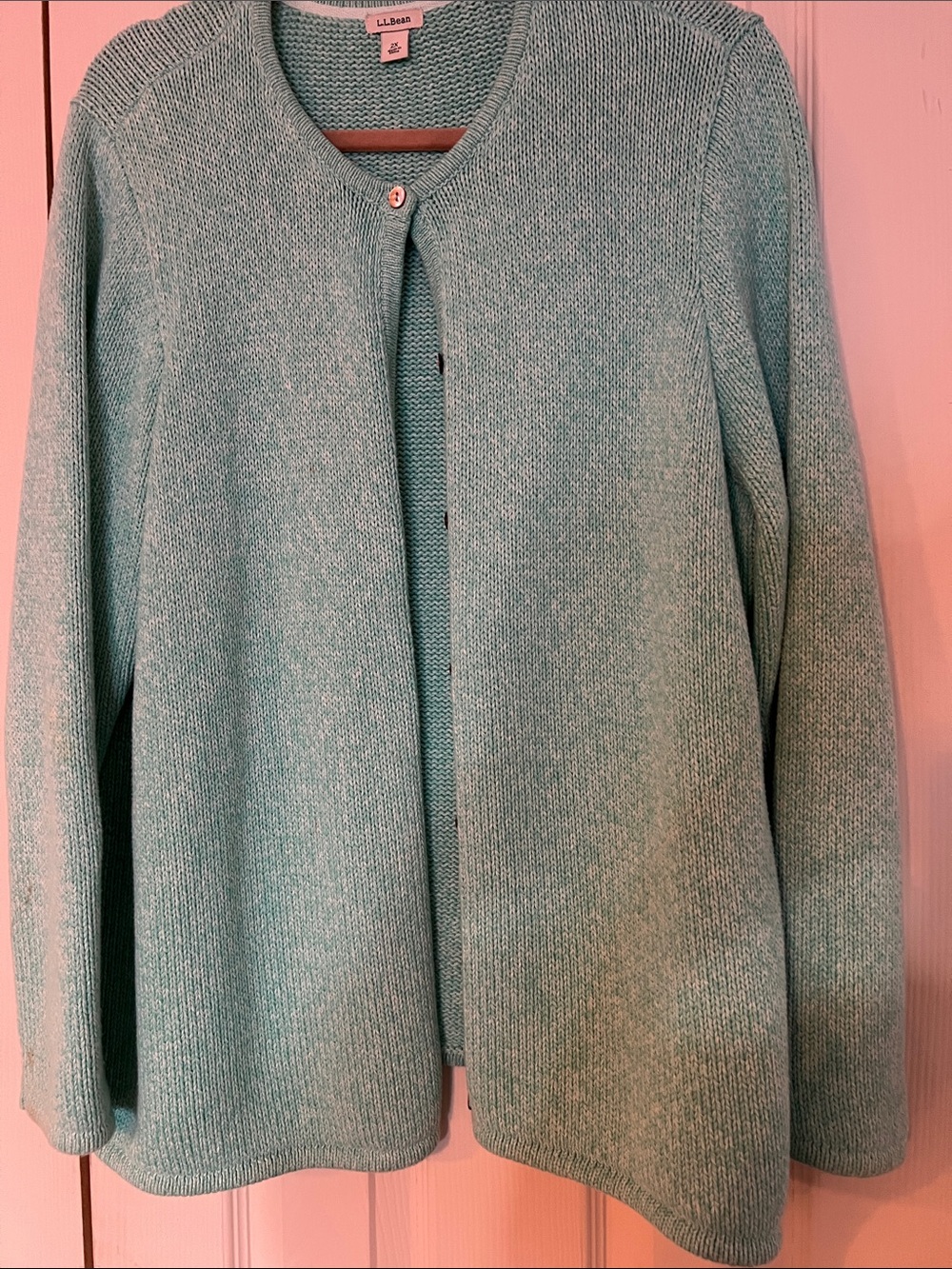 L.L. Bean Women's seafoam 100% cotton Single-Button Cardigan